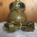 Pied de lampe hibou en grès pyrité signée Guy Baudat