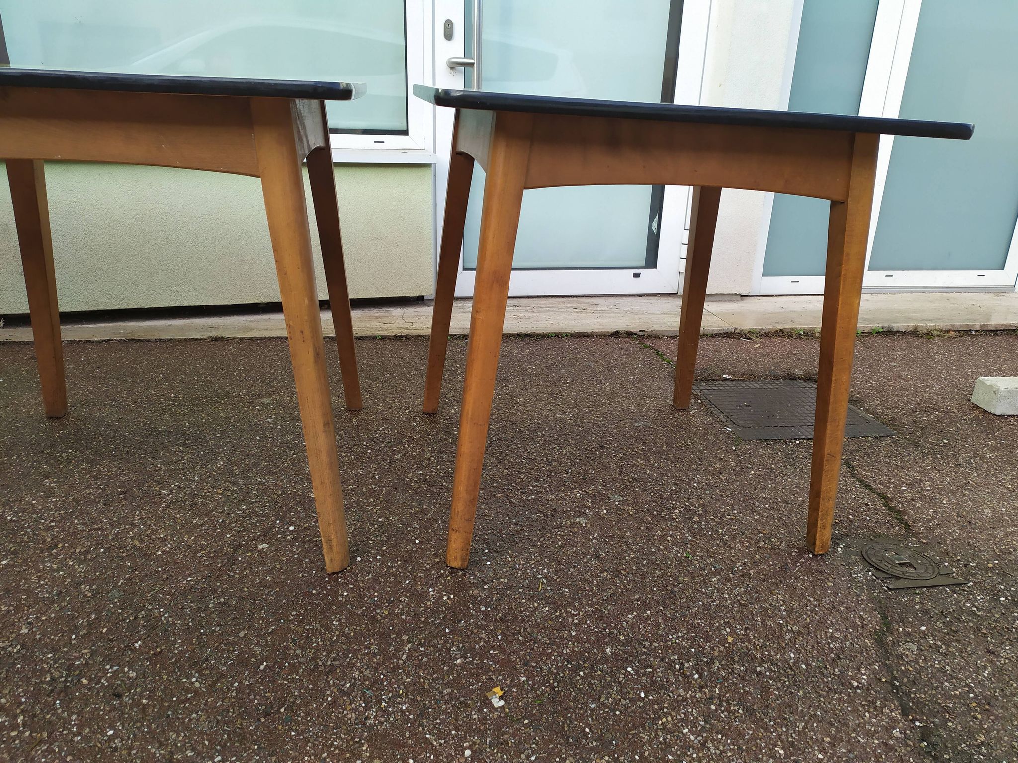Lot of 3 Formica and Wood Bistro Tables - 1950 - 1960