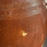Very large glazed brown terracotta pot with two handles H41 D30