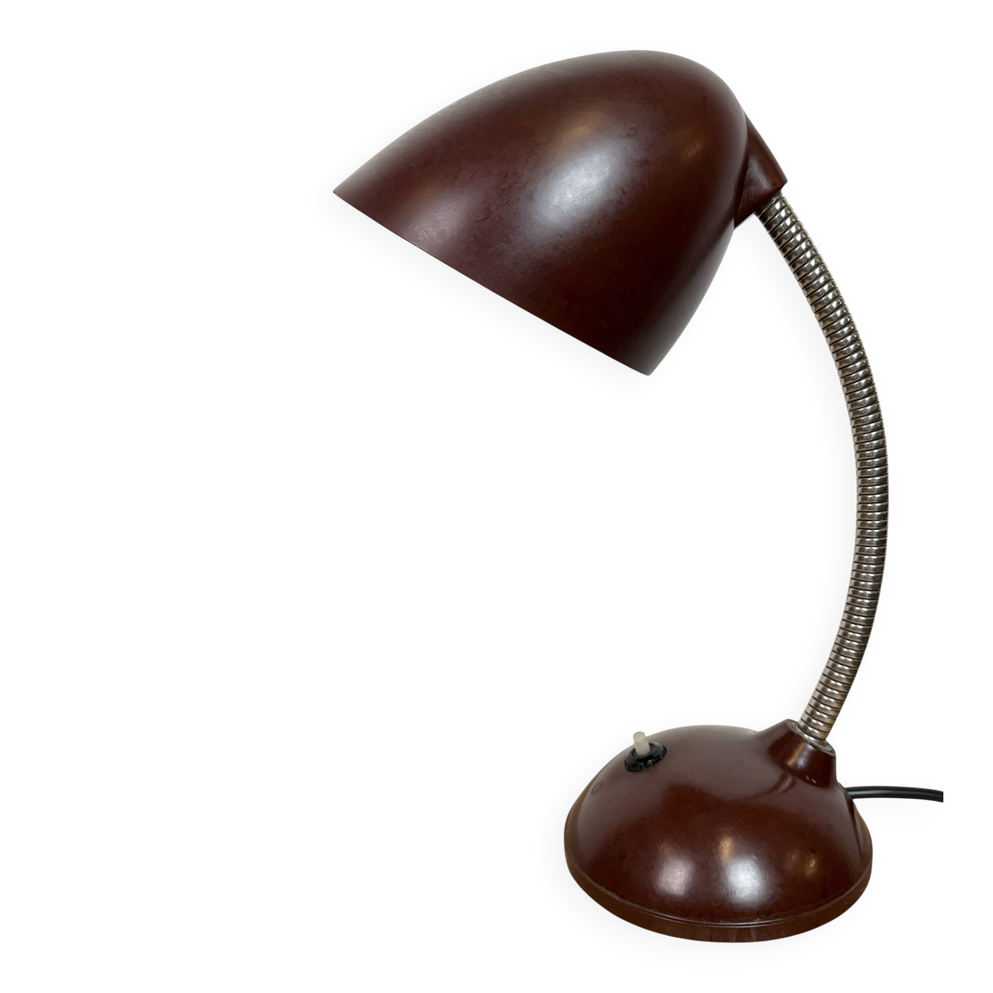 Vintage Brown Bakelite Gooseneck Table Lamp, 1950s