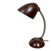 Lampe de table vintage en bakélite marron à col de cygne, années 1950