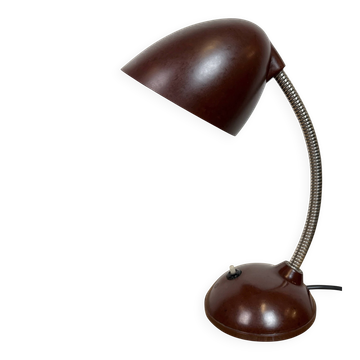 Lampe de table vintage en bakélite marron à col de cygne, années 1950