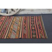1970s Vintage Turkish Hand-Knotted Wool Cotton Red Runner Rug 117x227