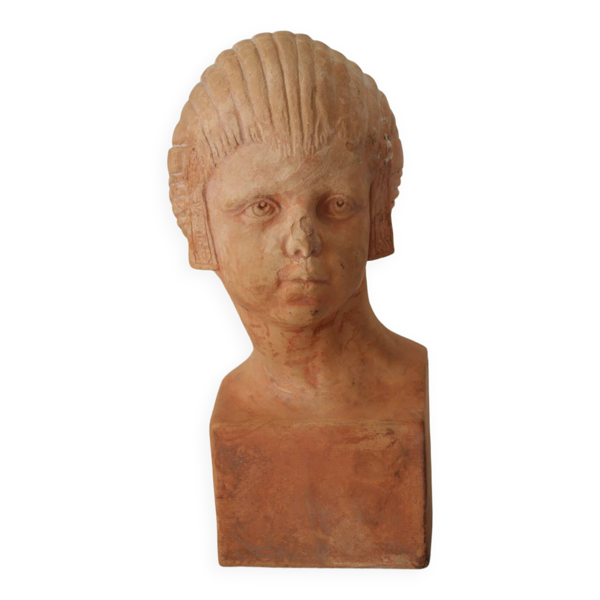 Ancient terracotta bust signed Beaulieu