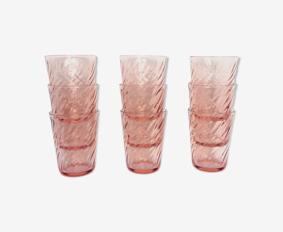 9 verres à eau verre rose arcoroc