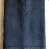 Drap ancien en lin et coton teinté en bleu nocturne