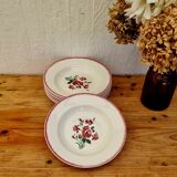 Set of 7 deep plates Digoin Sarreguemines Floral Bouquet