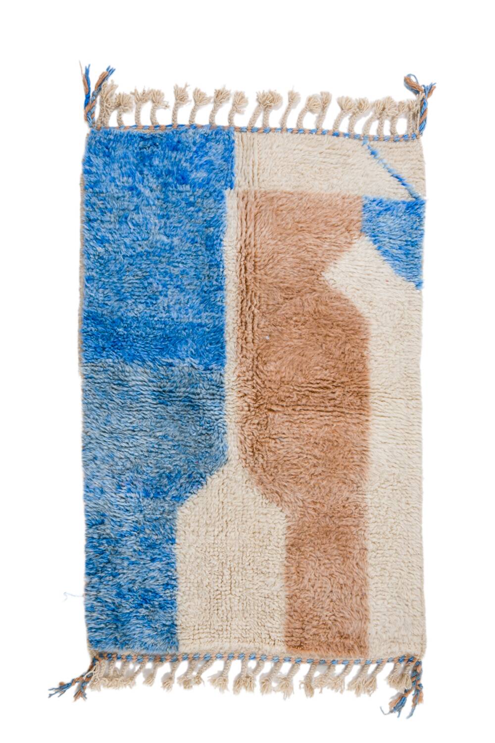 Modern light blue and beige colorful Berber rug