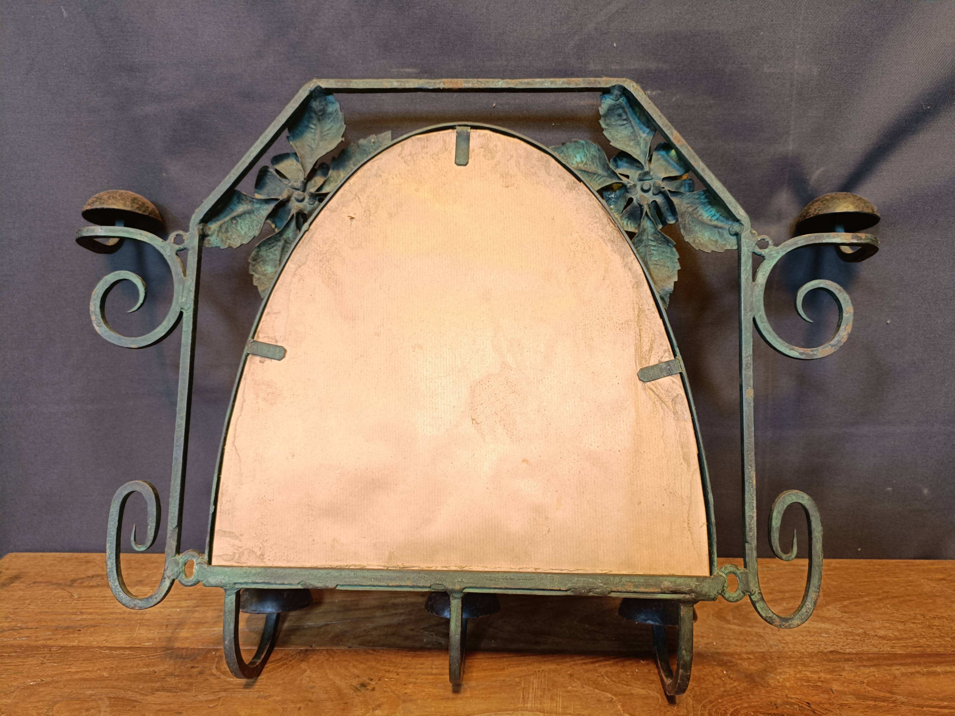 Art deco wrought iron wall coat rack