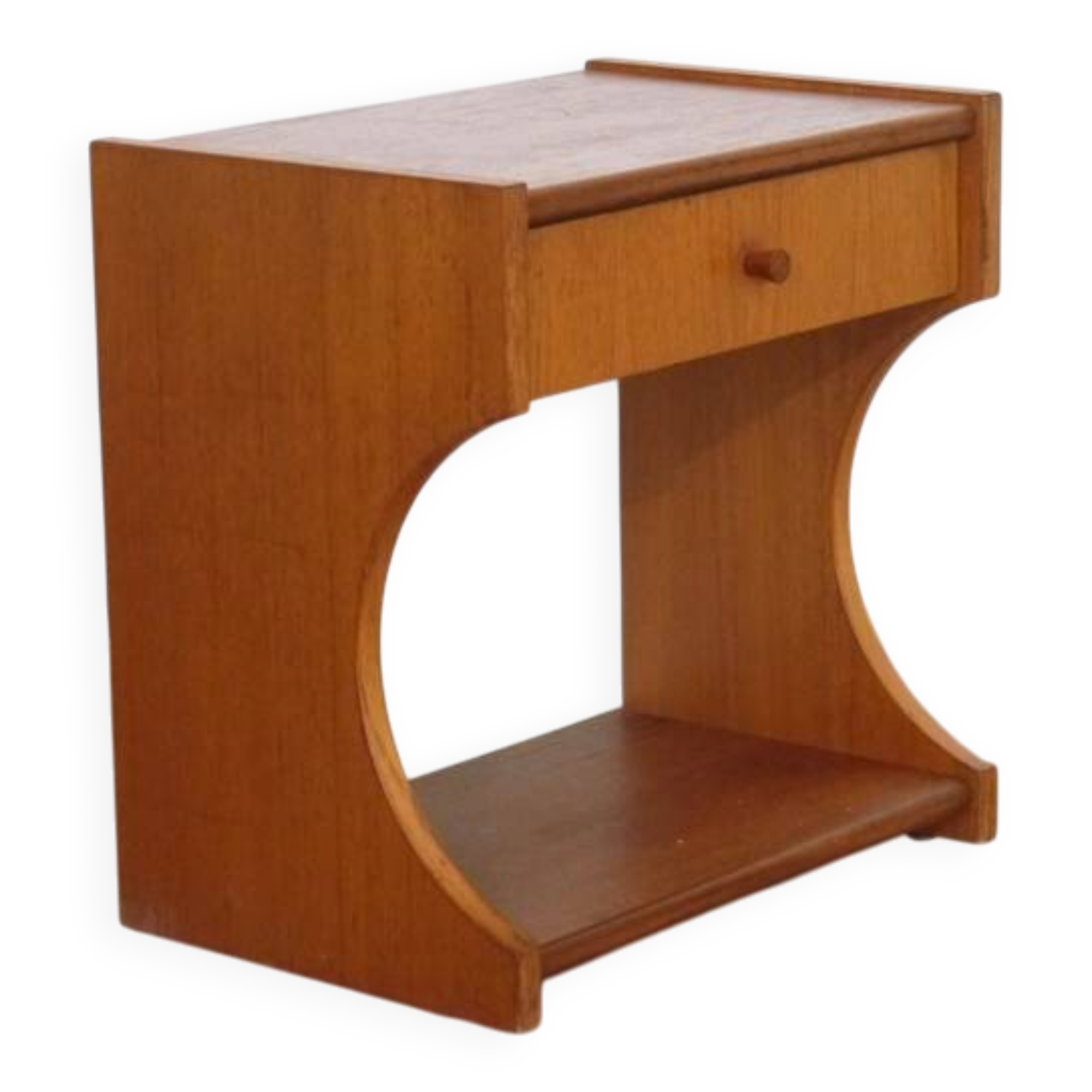 Modernist bedside table in teak