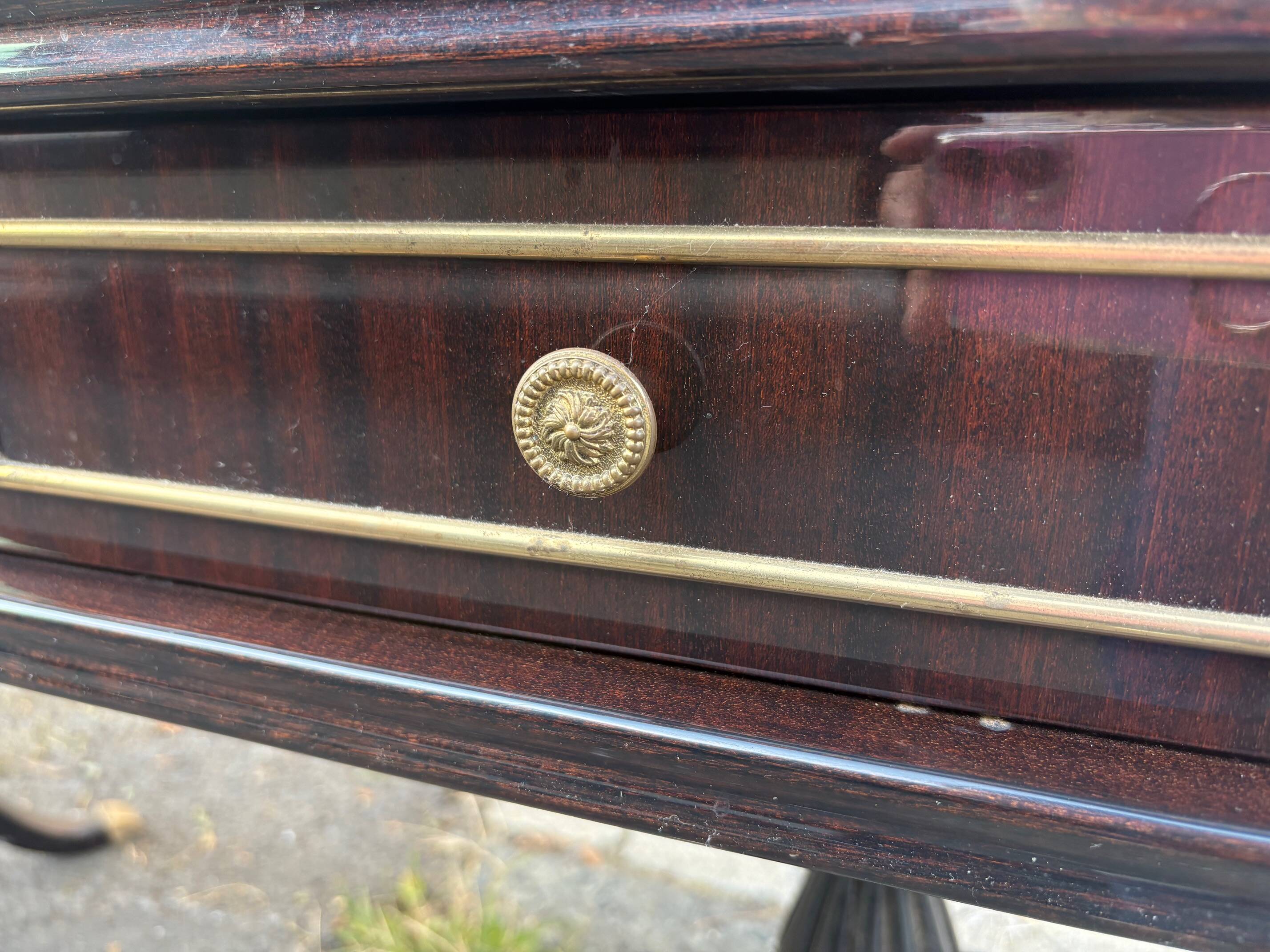 Vintage 1960s triptych hairdresser in mahogany – signed G. Blouin Nantes