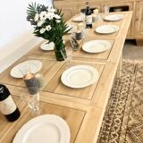 Table de ferme en chêne massif avec 2 rallonges centrales
