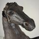 Early 20th Century Antique Leather Horse Sculpture with Glass Eyes