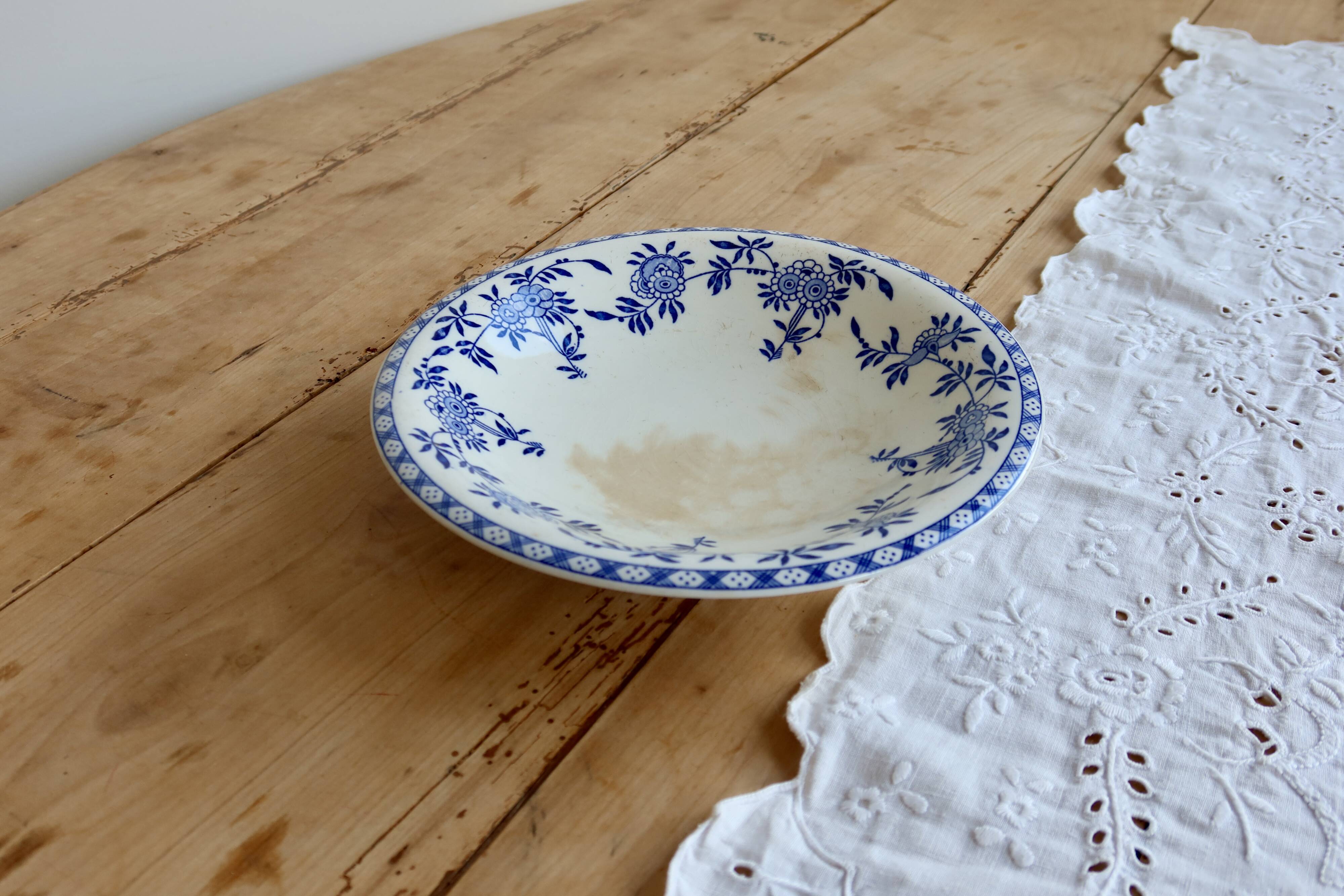 Low compote dish, old Dresden porcelain, blue and white – Fruit bowl