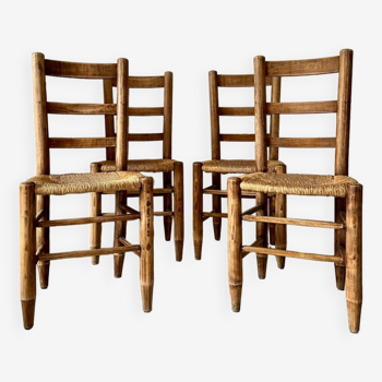 Wood and straw chairs