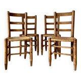 Wood and straw chairs