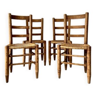 Wood and straw chairs