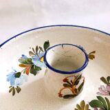 Pair of handmade cracked earthenware hand candlesticks signed Bassano Italy