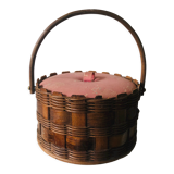 Working sewing box made of woven rattan