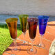 Flûtes à champagne en verre soufflé coloré