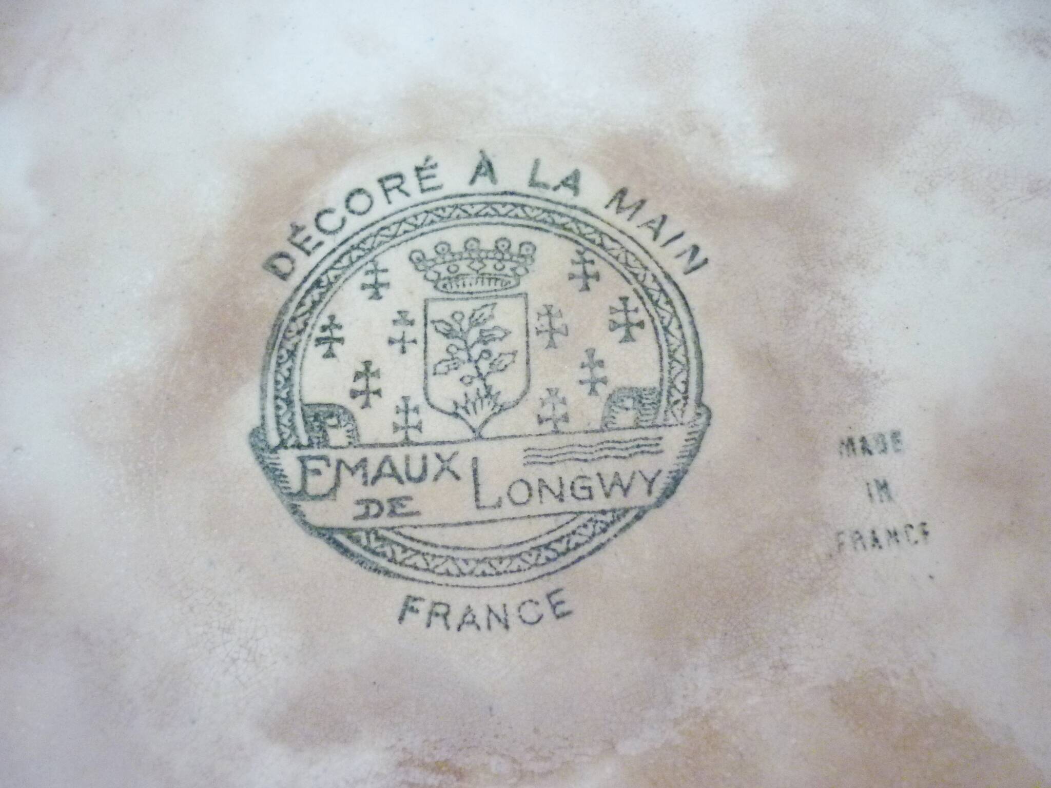 Glazed ceramic trivet, Longwy enamels, art deco