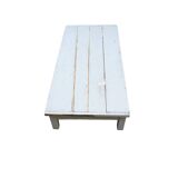 (very) low painted table, one drawer