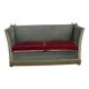1970s, Danish 2-seater drop arm "Spanish" sofa, green and red velour.