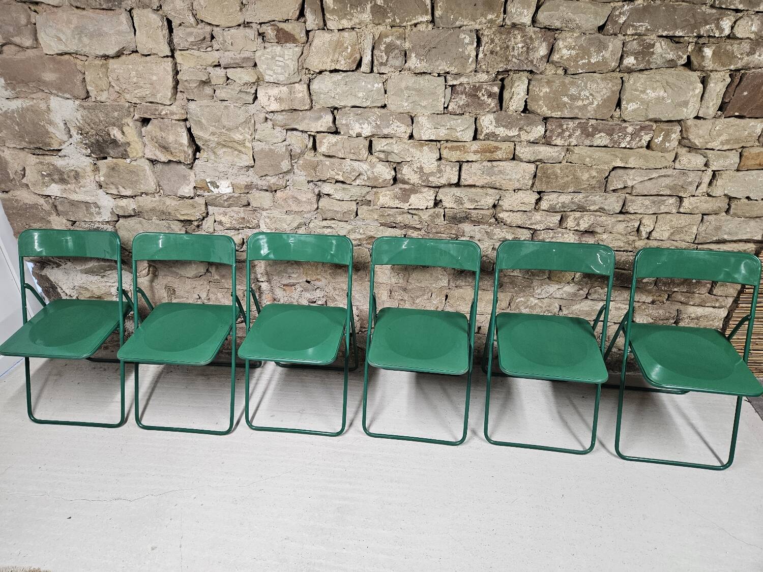 Lot de 6 chaises verte de terrasse pliables