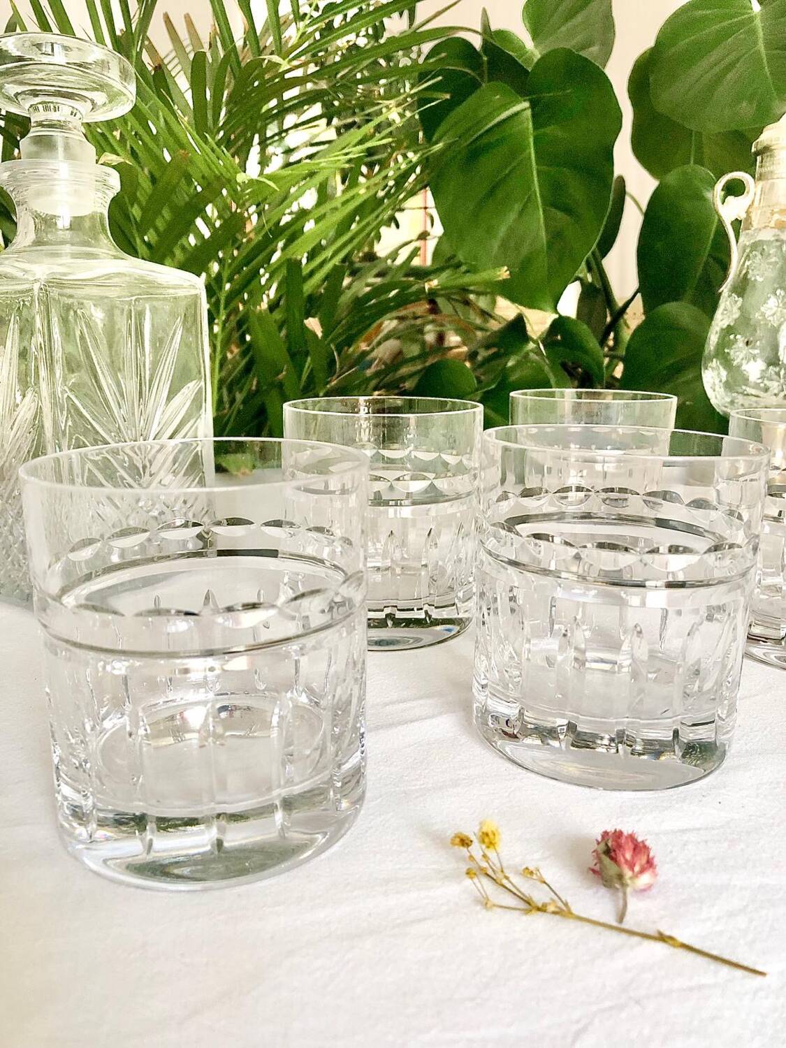 5 crystal whiskey glasses