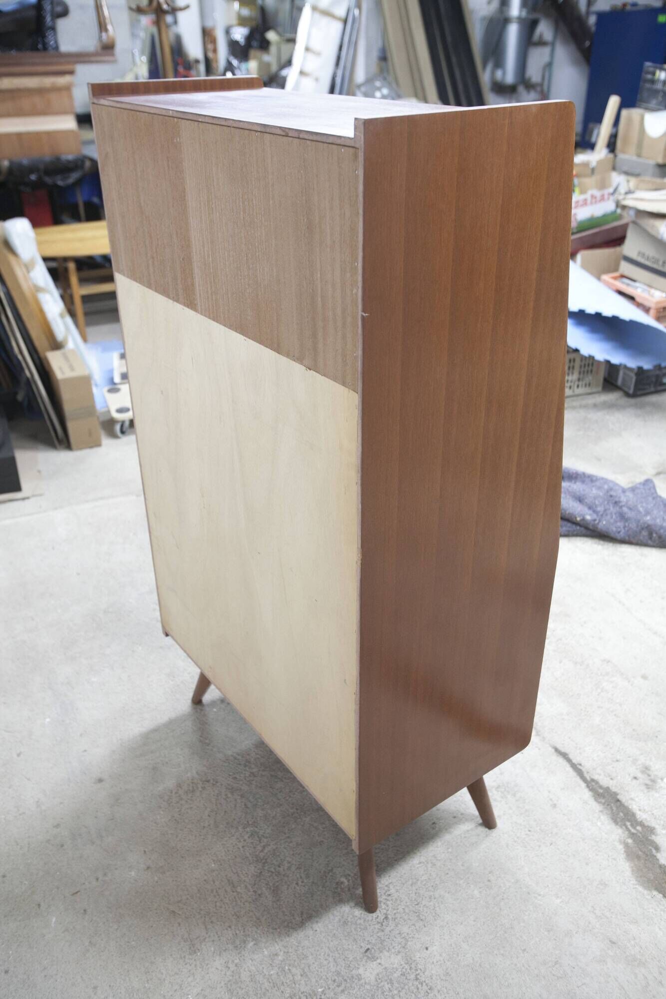 1960 Scandinavian secretary with teak compass feet and pastel yellow top
