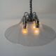 Suspended lamp with 4 sockets, chrome body and plexiglass shade, 1970s, Germany.