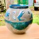 VASE PENSU , in enamelled ceramic, blue and gray abstract decoration - N° 10 - Vintage