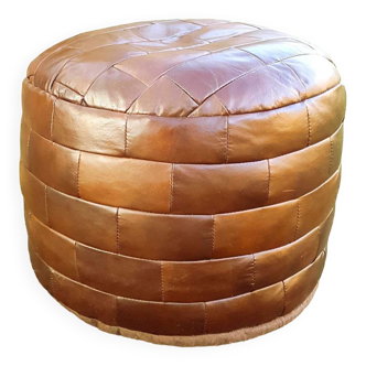 Large leather pouf De Sede