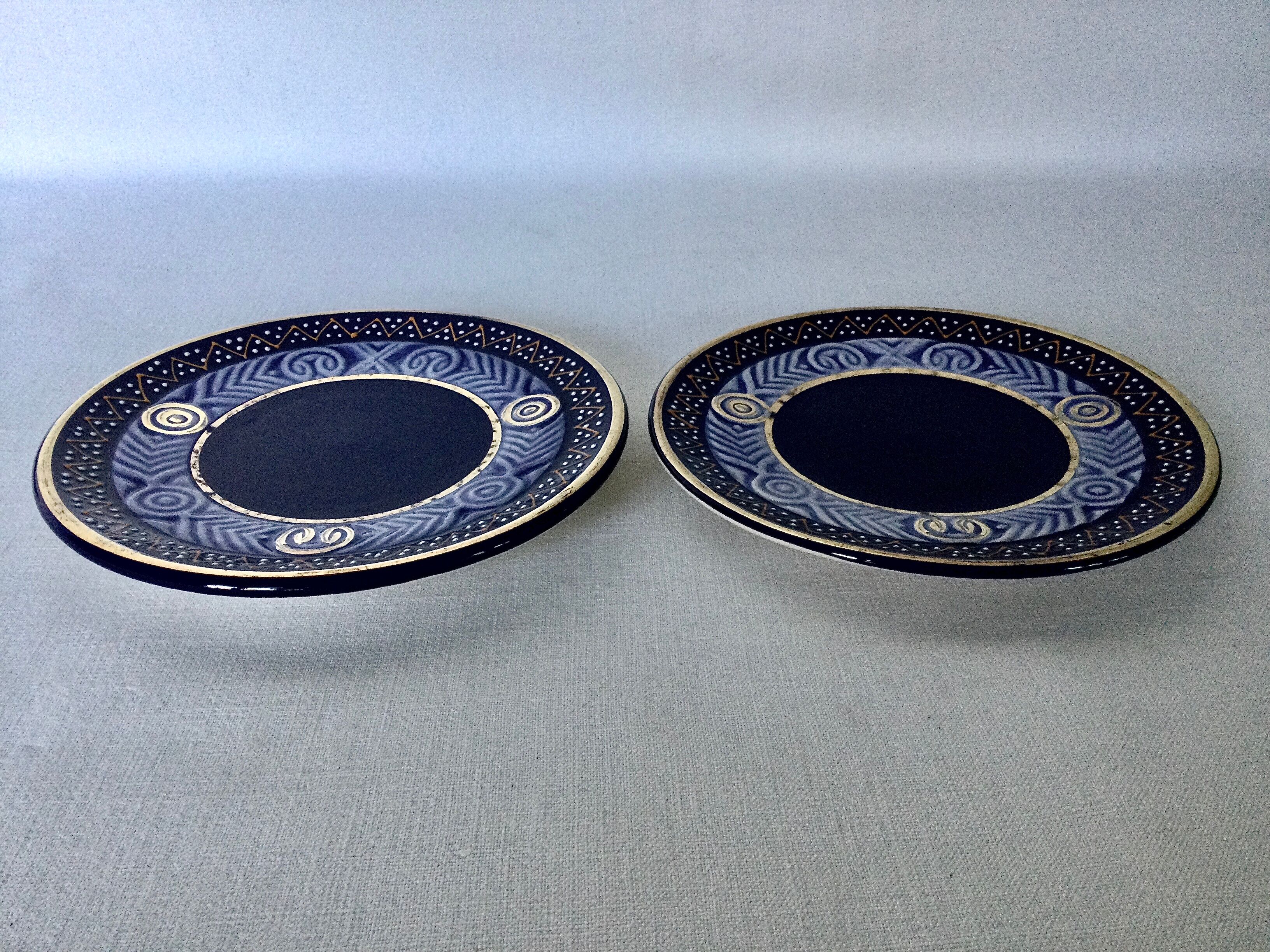 HB Quimper earthenware lunch pair