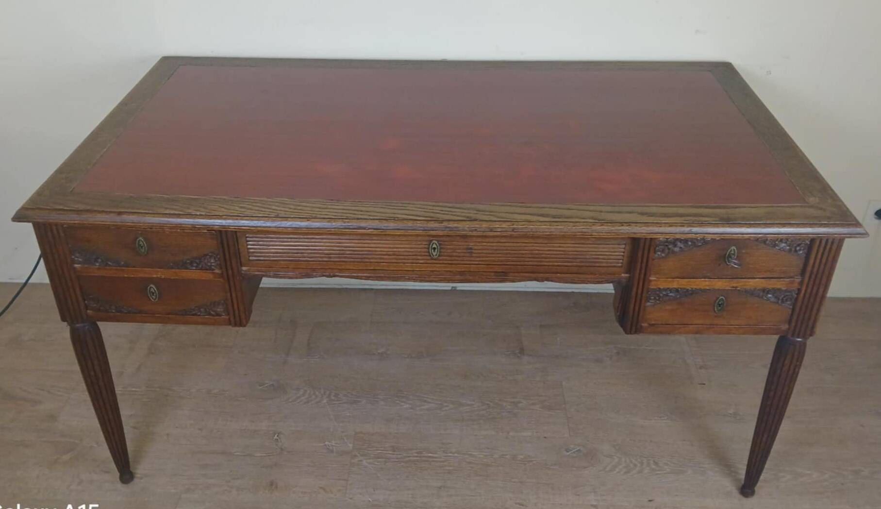 Very large oak center desk from the Art Deco period circa 1930