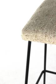 Set of 4 original vintage Bar Stools - black metal with fabric upholstery