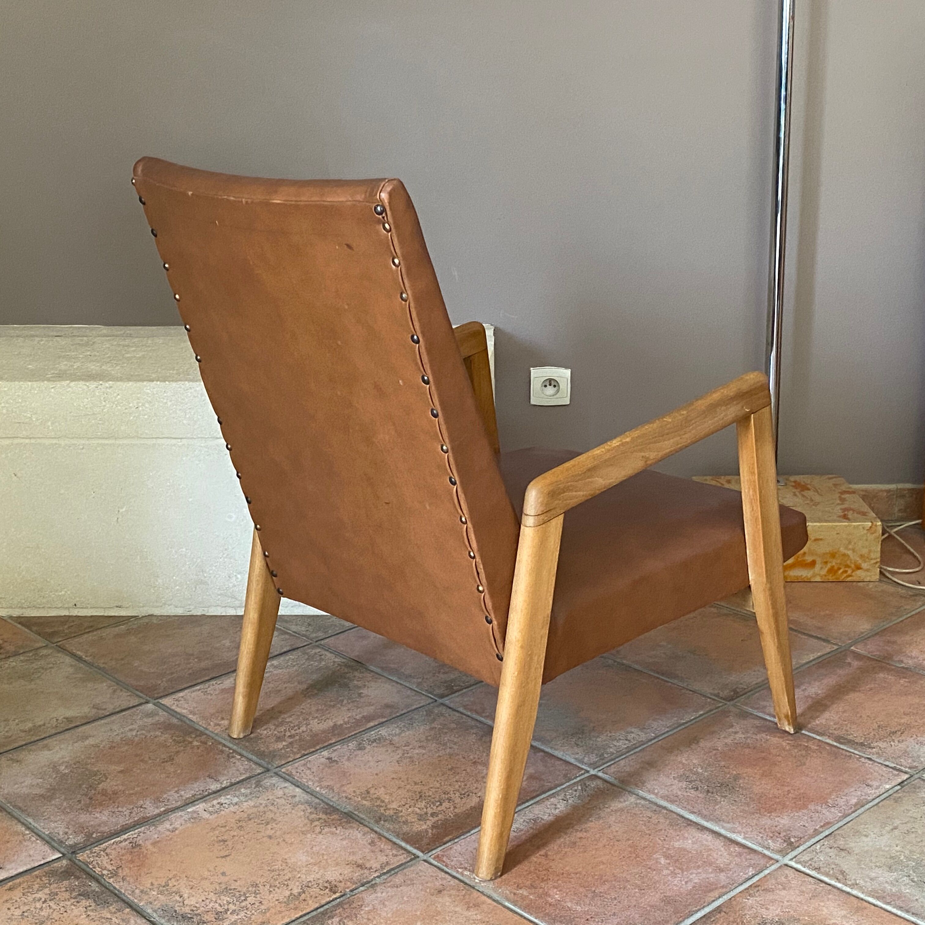 Paire de fauteuils scandinave pieds compas 1950/60