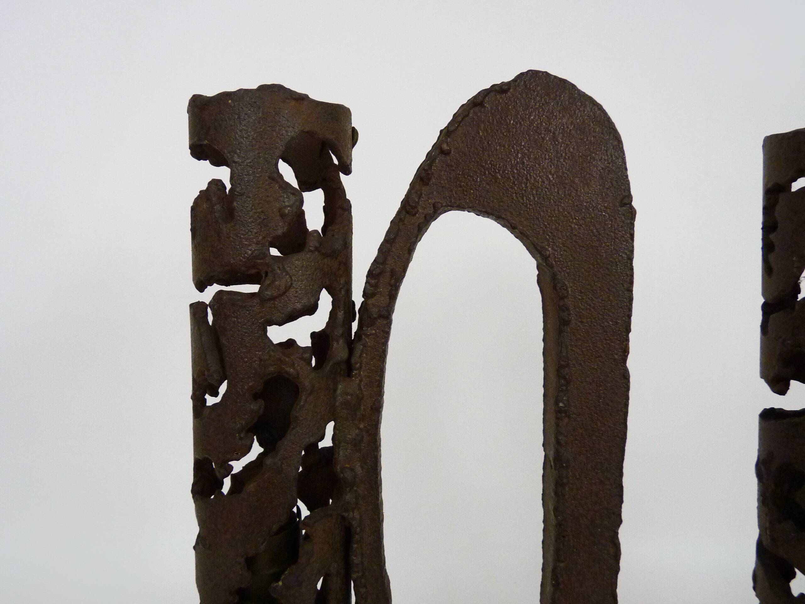 Pair of brutalist cast iron lamps, 1960s