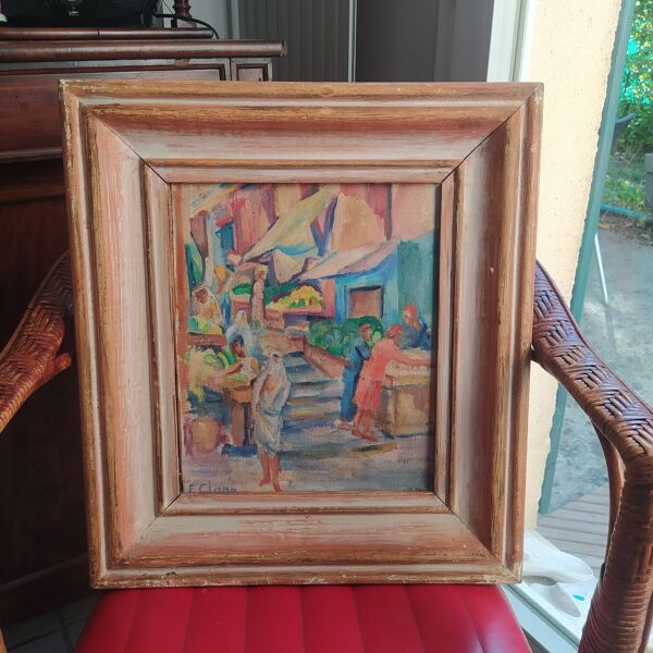 Tableau orientaliste – Vue d’Alger – huile sur toile marouflée sur panneau