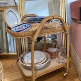 Rattan service, two trays