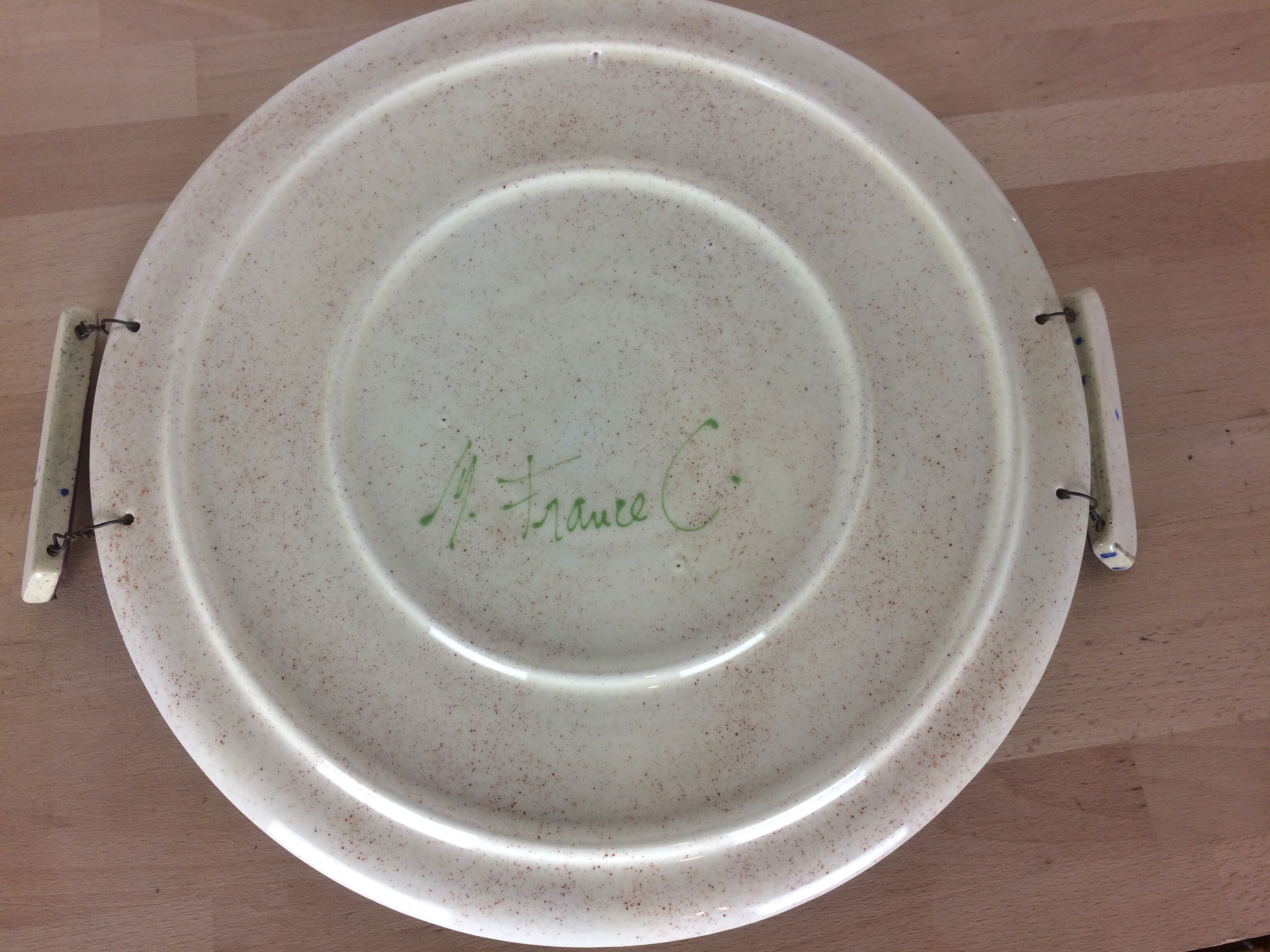 80s ceramic tray, signed