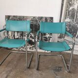 Pair of cantilever in leather and chrome 1970