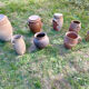 Set of jars, salt cellar, terracotta and stoneware pot