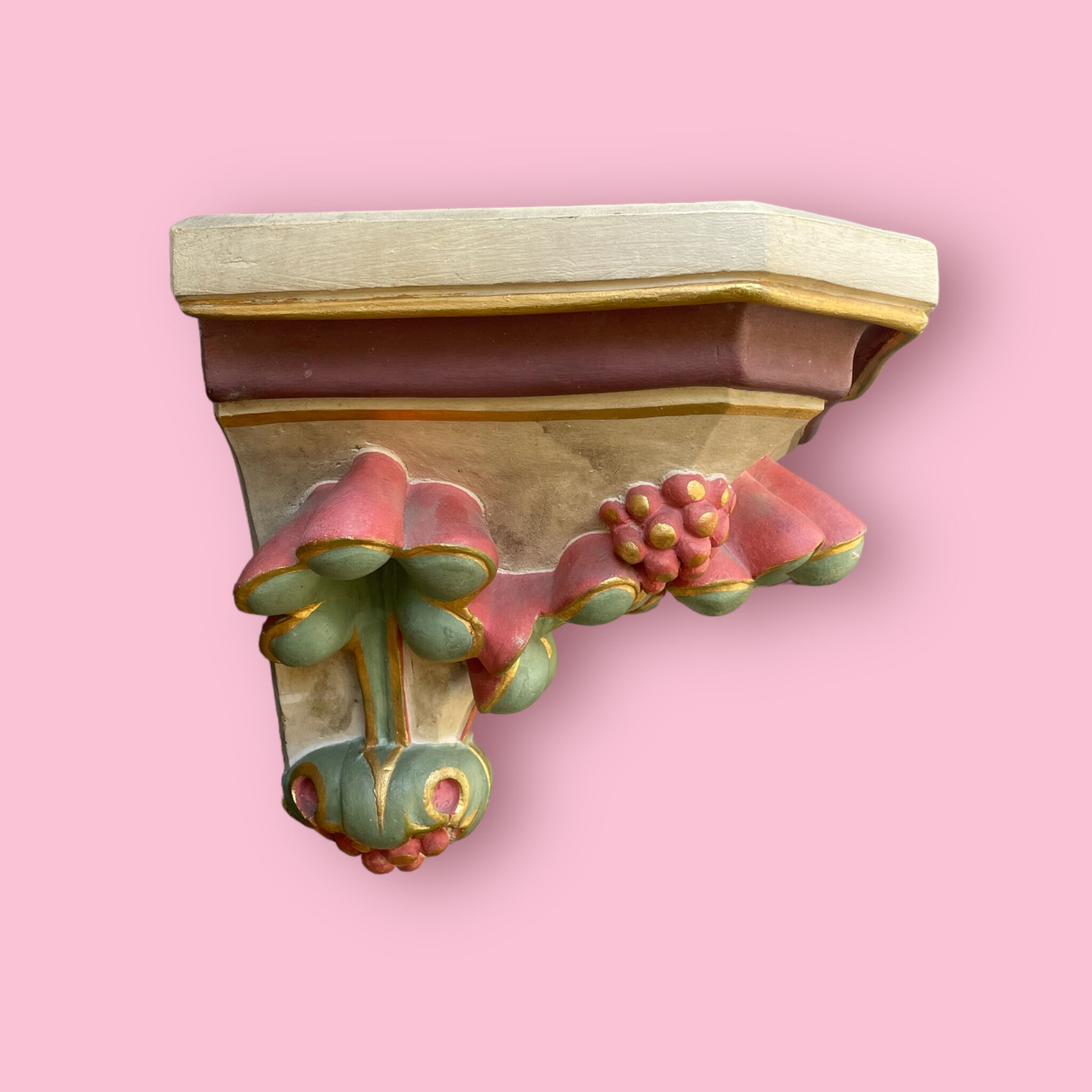 Polychrome plaster wall console
