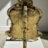 Art Deco style gilded bronze mirror with beveled glass H40cm