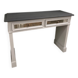 Superb matte black console with a natural top.