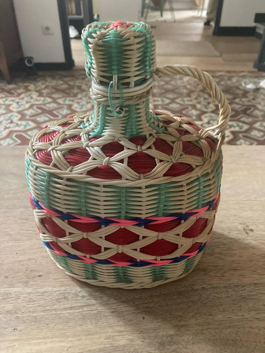Vintage scoubidou bottle from the 50s