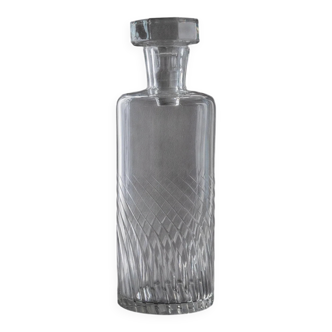 Vintage Murano glass carafe from the 1960s, clear glass with an octagonal stopper, engraved texture, Italian design, bar accessory, timeless gift idea.