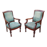 Pair of antique Louis XVI mahogany armchairs from the 19th century