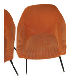 Paire de fauteuils Mid-Century en métal noir et tissu orange, VEB Sitzmöbelwerke, 1960s
